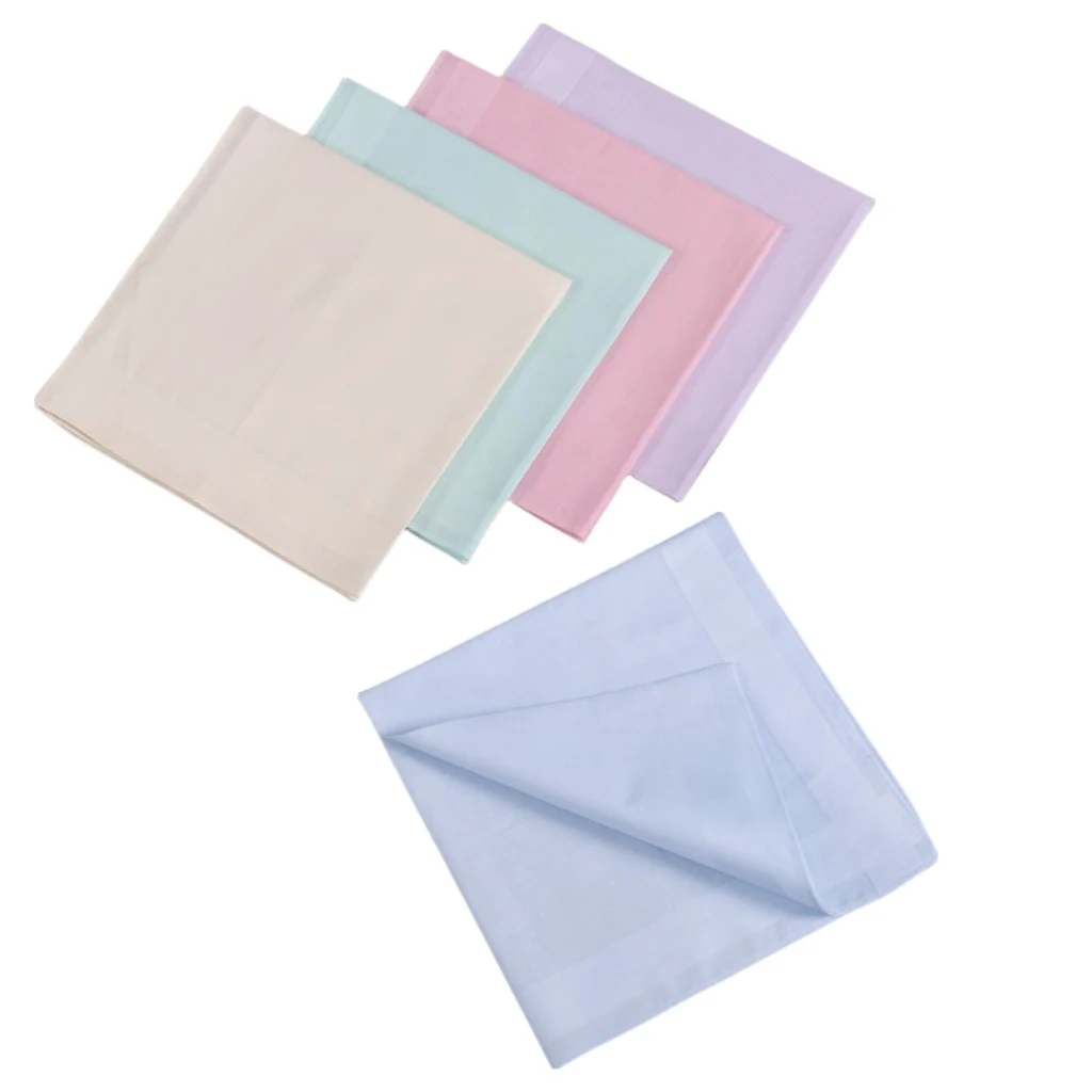 5 Pack of Pure Color Men's Pure Cotton Handkerchiefs, Cotton Yarn-Dyed Plain Handkerchiefs, Tie-Dyed Handkerchiefs, Flap Pocket Pants Scarves, Wedding Supplies