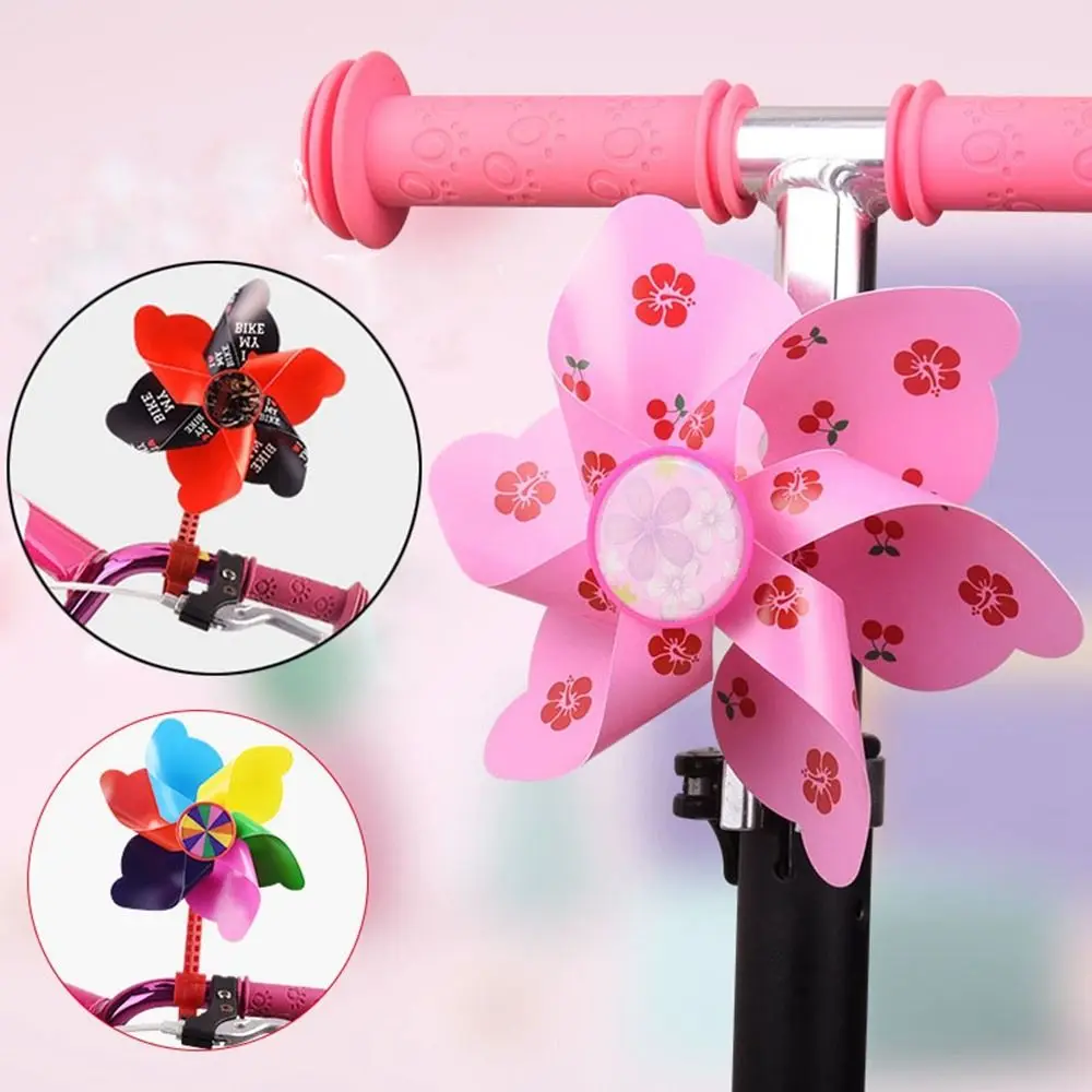 10 Styles Children Bicycle Windmill Long Pole/ Short Pole Plastic Cartoon Colorful Pinwheel Scooter Decorative