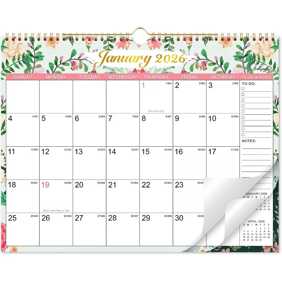2026 Wall Calendar 2026 Calendar 12 Months JanDec Hanging Monthly Planner 14.8'' x 11.4'' TwinWire Binding Julian Dates Large W
