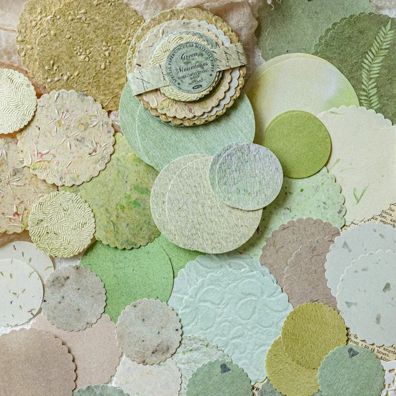Special Paper Letterpress Round Material Paper Paper Round Sheet Series Hand Account Decorative Collage Material 6 Types