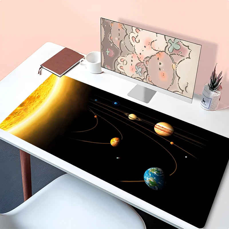 

Mouse Pad Solar System Rubber Keyboard Rug Laptop Universe Space Gaming Accessories Mousepad Office PC Anime Gamer XXL Desk Mat