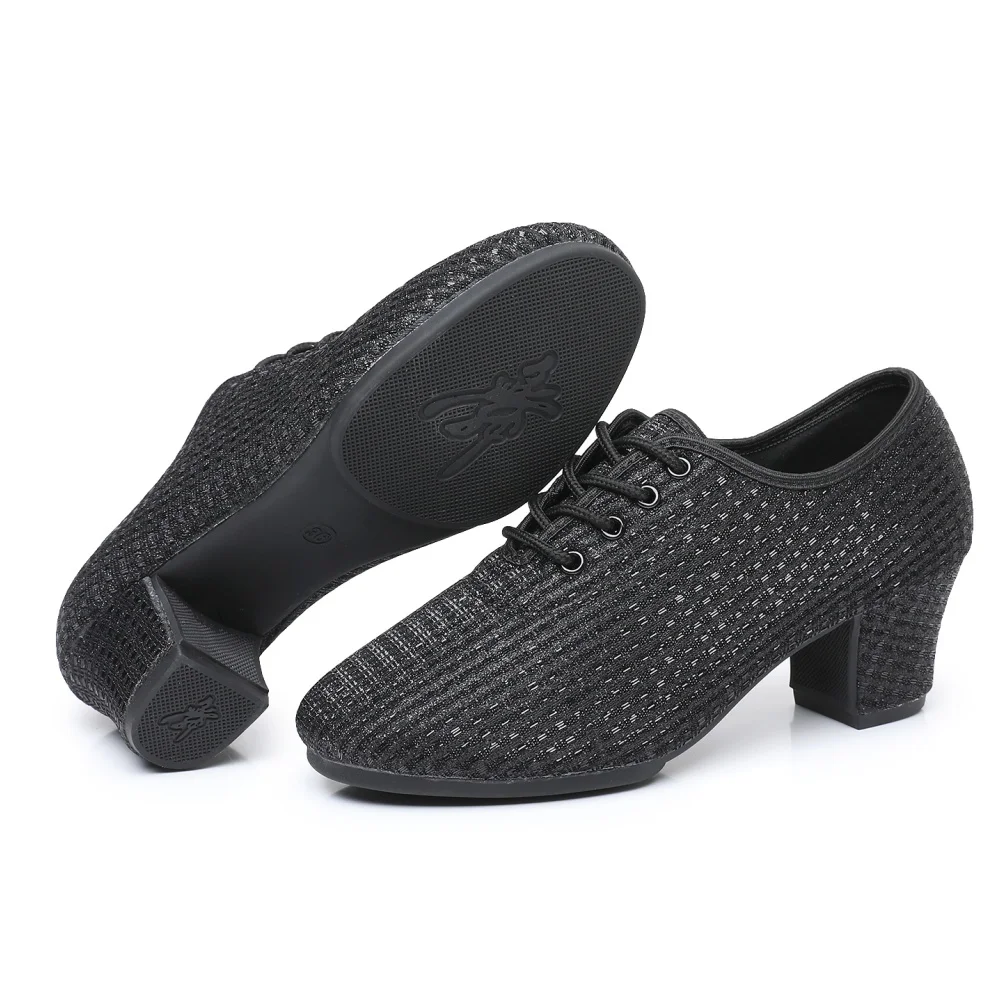 Ladies Sparkly Latin Dance Sneakers 3.5cm 5.5cm Heel Non-Slip Rubber & Soft Suede Sole Salsa Practice Dance Footwear