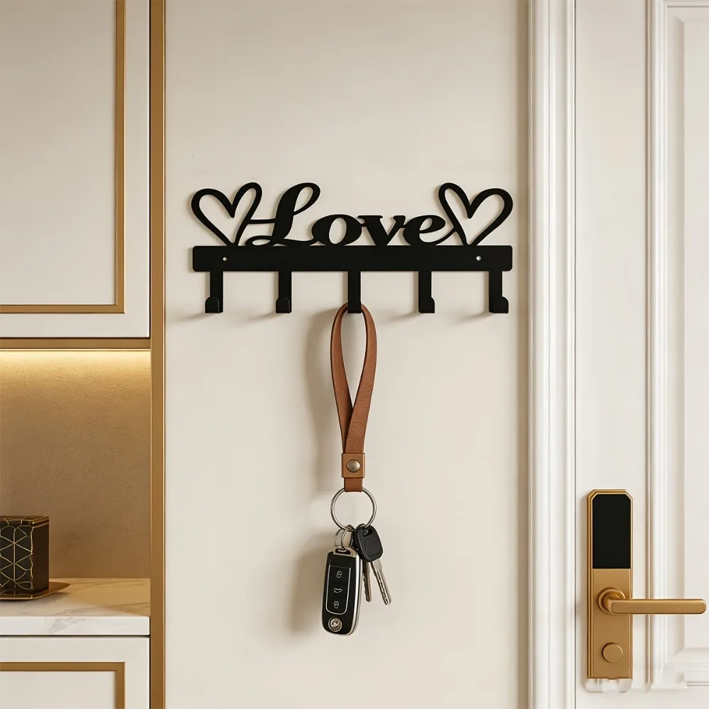 CIFBUY Wrought Iron Wall Hooks Space Saving Key Holder Multifunctional Entryway Kitchen Storage Organizer Rustic Metal Decor