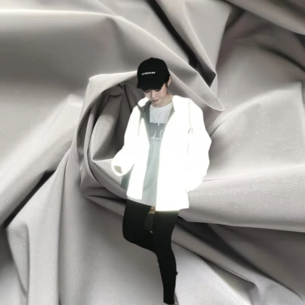 

Nightlight High Intensity Reflective Fabric Shining Silver Glow Safety Warning Design Cloth for Dress Diy Sewing Per Meter