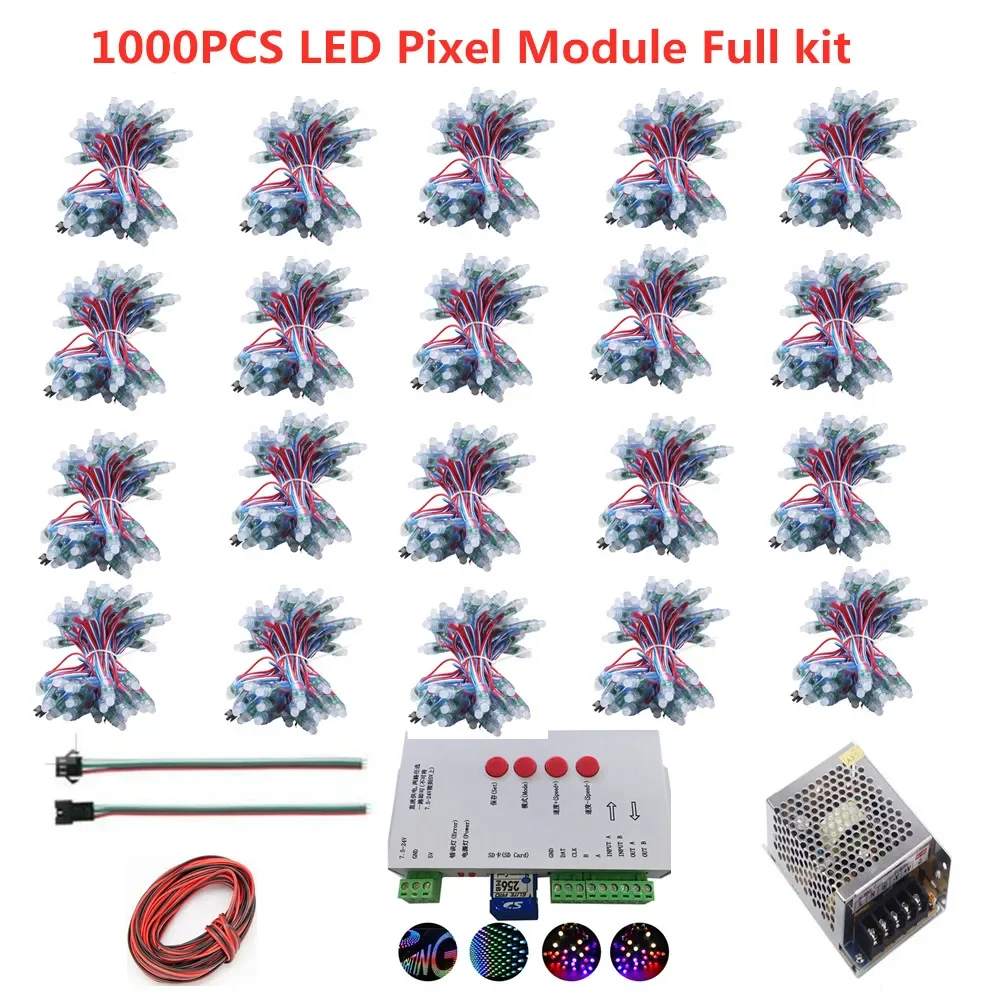 1000pcs DC 5V input 12mm WS2811 IC Full Color Pixel LED Module Light IP68 waterproof RGB color Digital LED Pixel Light Full Kit