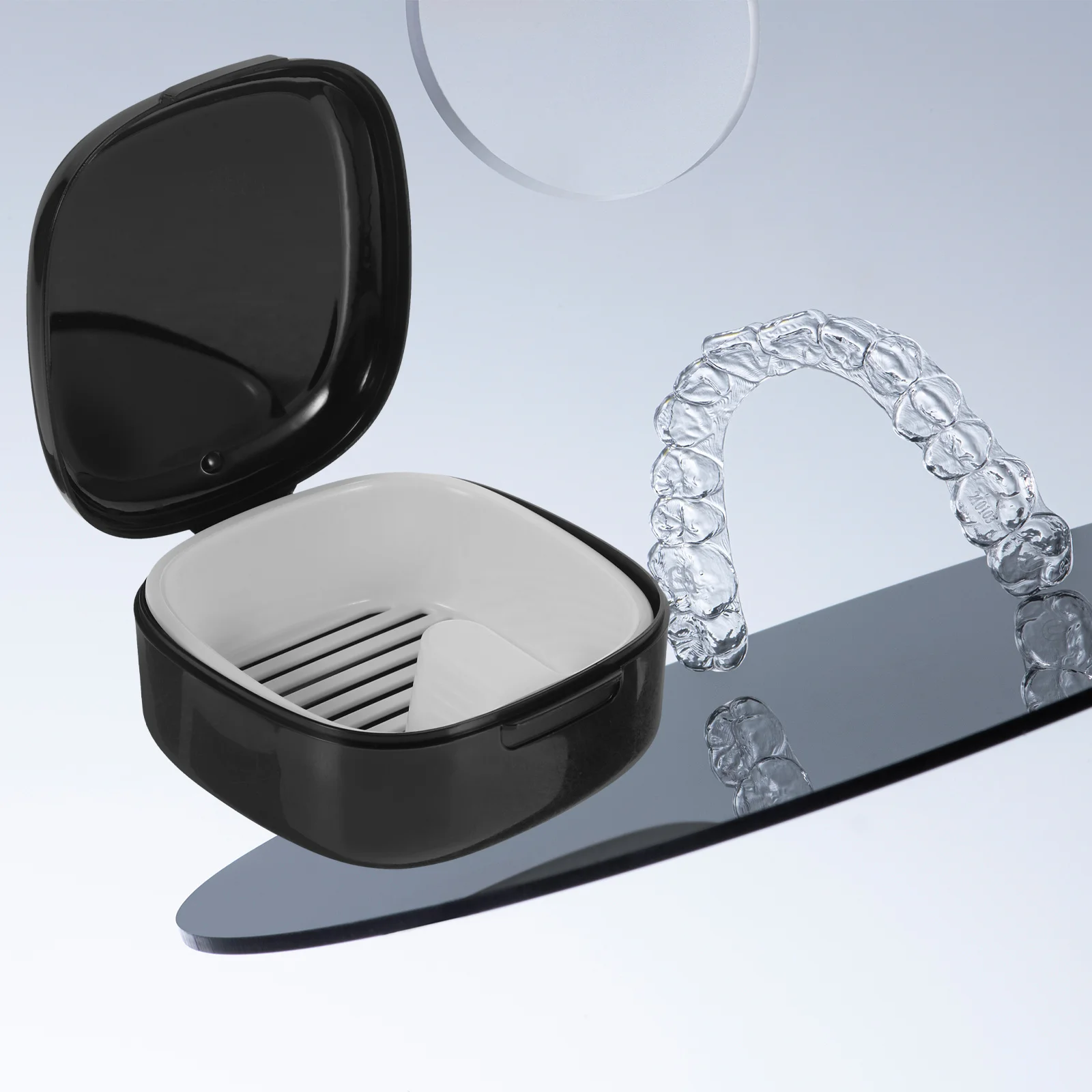 

Retainer Case Denture Box PP Durable Portable Travel Bath Soak Container Convenient Storage Accessory Retainer Case