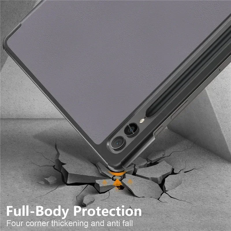 Coque rigide en cuir magnétique à trois volets pour Samsung, étui intelligent pour Galaxy Tab S9 FE S9 Plus, support, 12.4 pouces