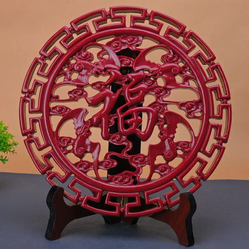 Cinnabar Fu character Chinese knot pendant living room four seasons peace cinnabar craft gift ornament Chinese New Year gift