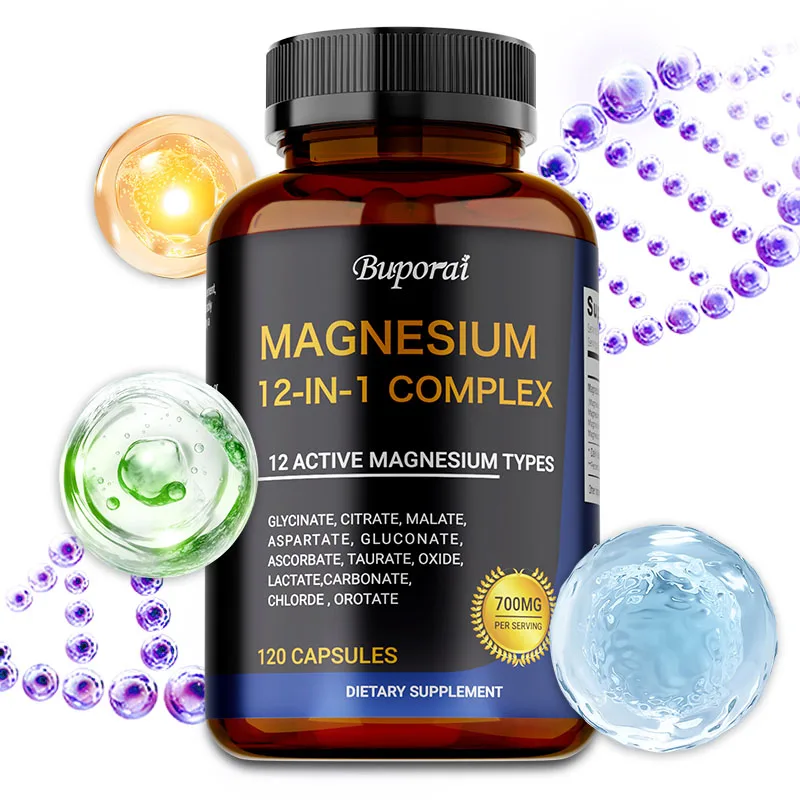 

Magnesium Complex Capsules - Helps Stress & Anxiety Relief, Strengthens Muscles, Bone, Heart Health
