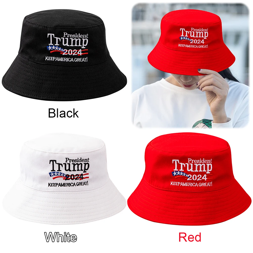 Trump 2024 Bucket Hat Keep America Great Embroidered Bucket Cap Breathable Fishing Cap Fisherman Hat Sun Hat for Outdoor Sports