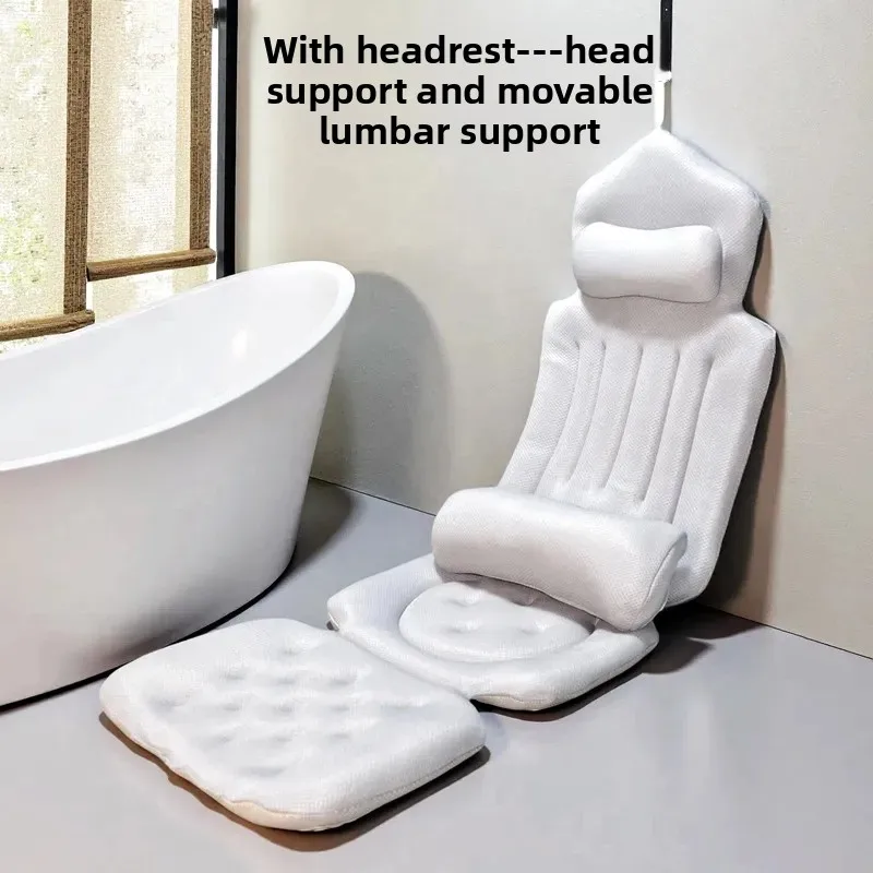 For Full Body Bathtub Cushion Thickened Non Slip Seat Pad with Backrest Bathroom Bath Essential Household Comfortable Bathing
