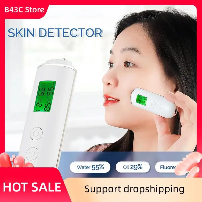 B43C 2X Huid Tester Gezicht Huid Vocht en Oliegehalte Huidanalysator Huid Water Wang Elastische Huid Leeftijd Test Meter