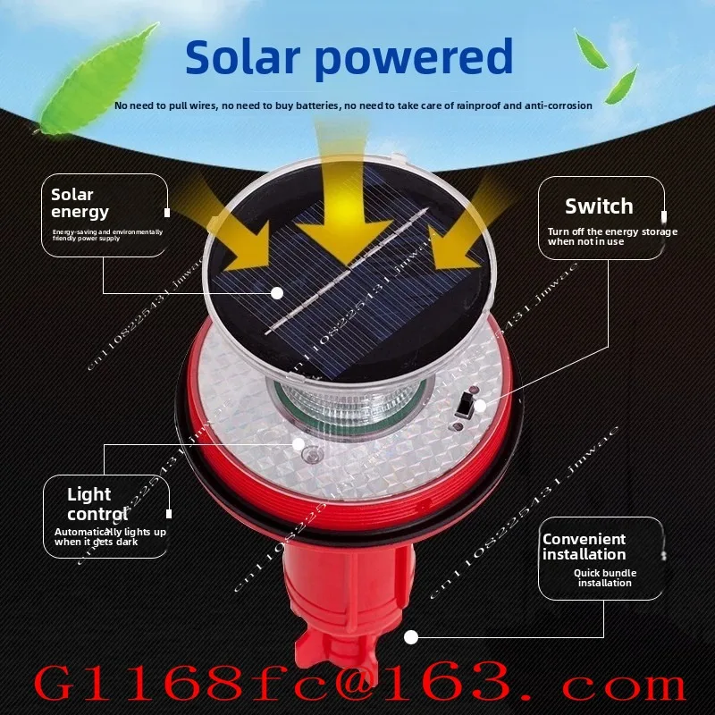 LED Solar Navigation Beacon Light, Navigation Signal Light, Tri Color Flashing Positioning Light, Night Warning