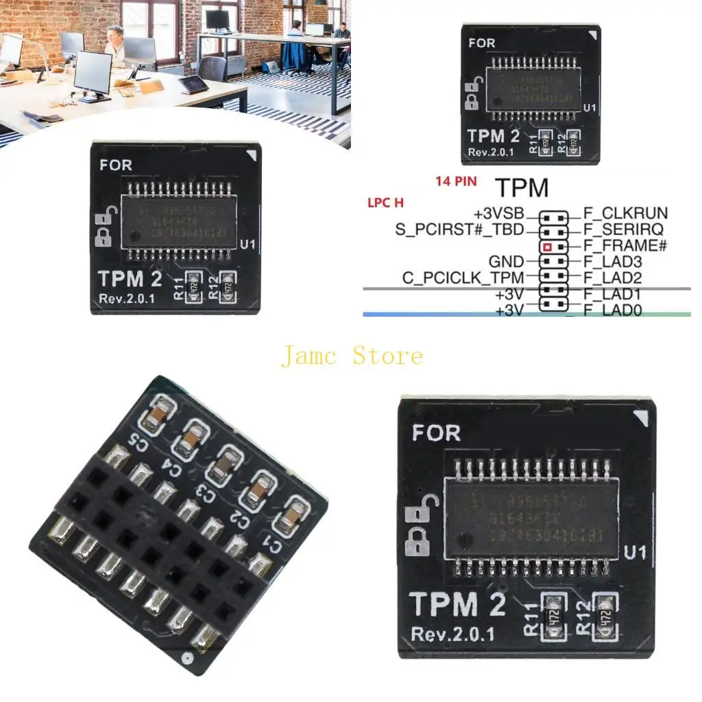 

LX0B Universals TPM2.0 14Pin Hardware Chip with LPC Interfaces and ABS Construction