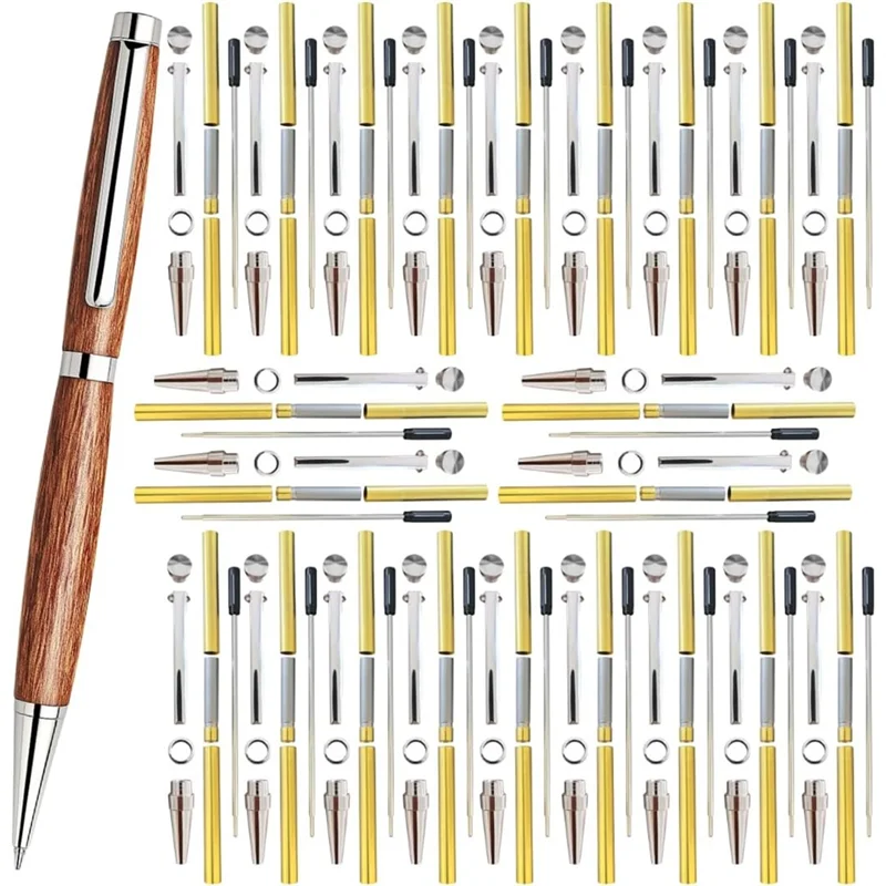 

A76X-Slimline Pen Kit 7Mm Wood Turning Twist Pen Kits With Refills, Brass Hardware & 5 Finishes For DIY Lathe Turning