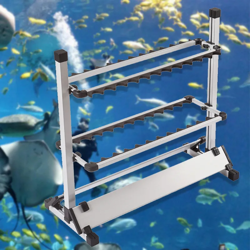 Universal Fishing Pole Holder Aluminum Alloy Organizer Storage Display Stand Space Saving 24 Fish Rod Rack Storage Tool