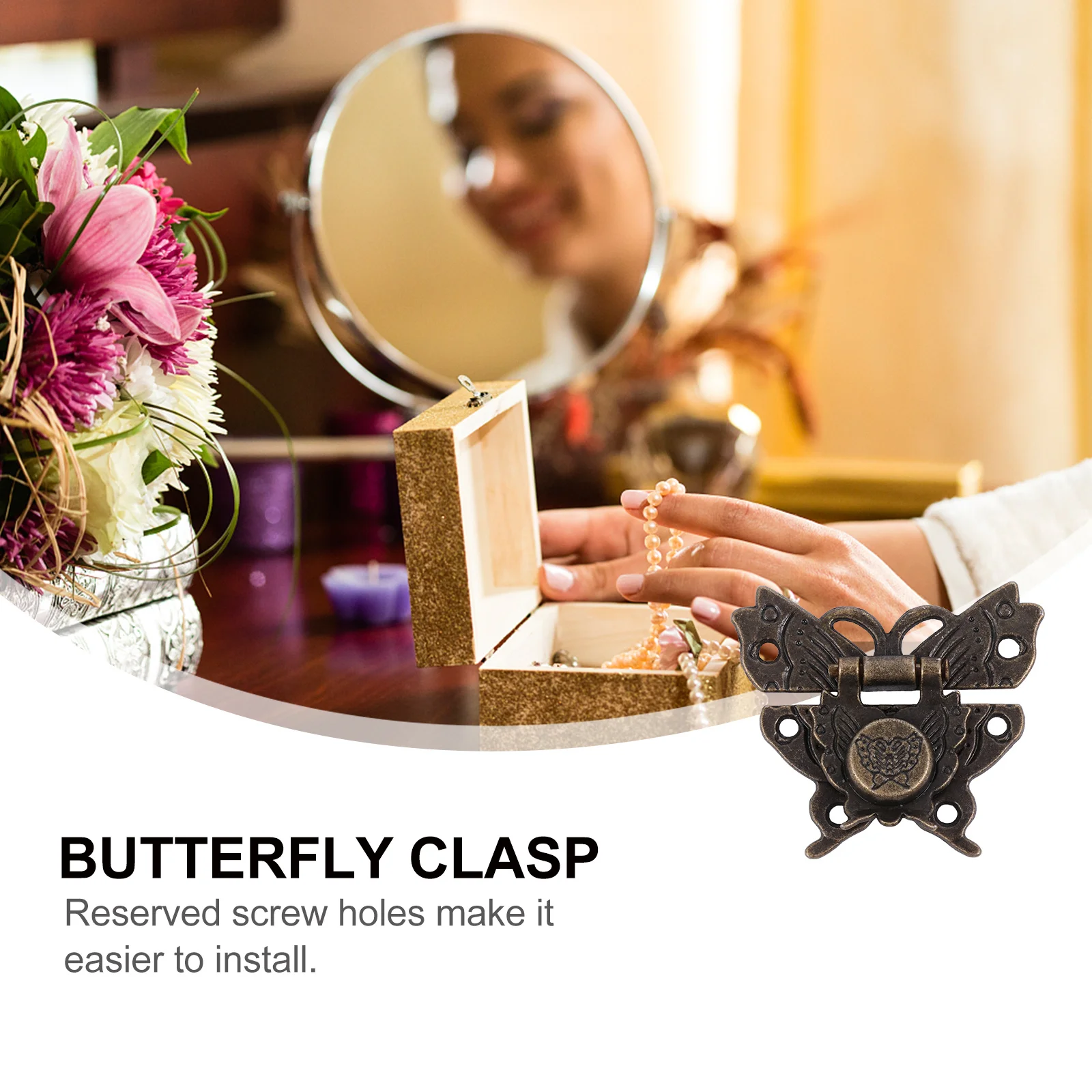 

2pcs Butterfly Clasp Retro Bronze Zinc Alloy Latch For Vintage Wooden Box Jewelry Gift Case Cabinet Chest Hardware Accessory