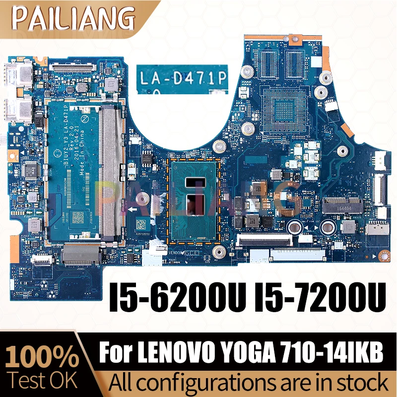 For LENOVO YOGA 710-14IKB Laptop Mainboard LA-D471P I5-6200U I5-7200U Notebook Motherboard Full Test