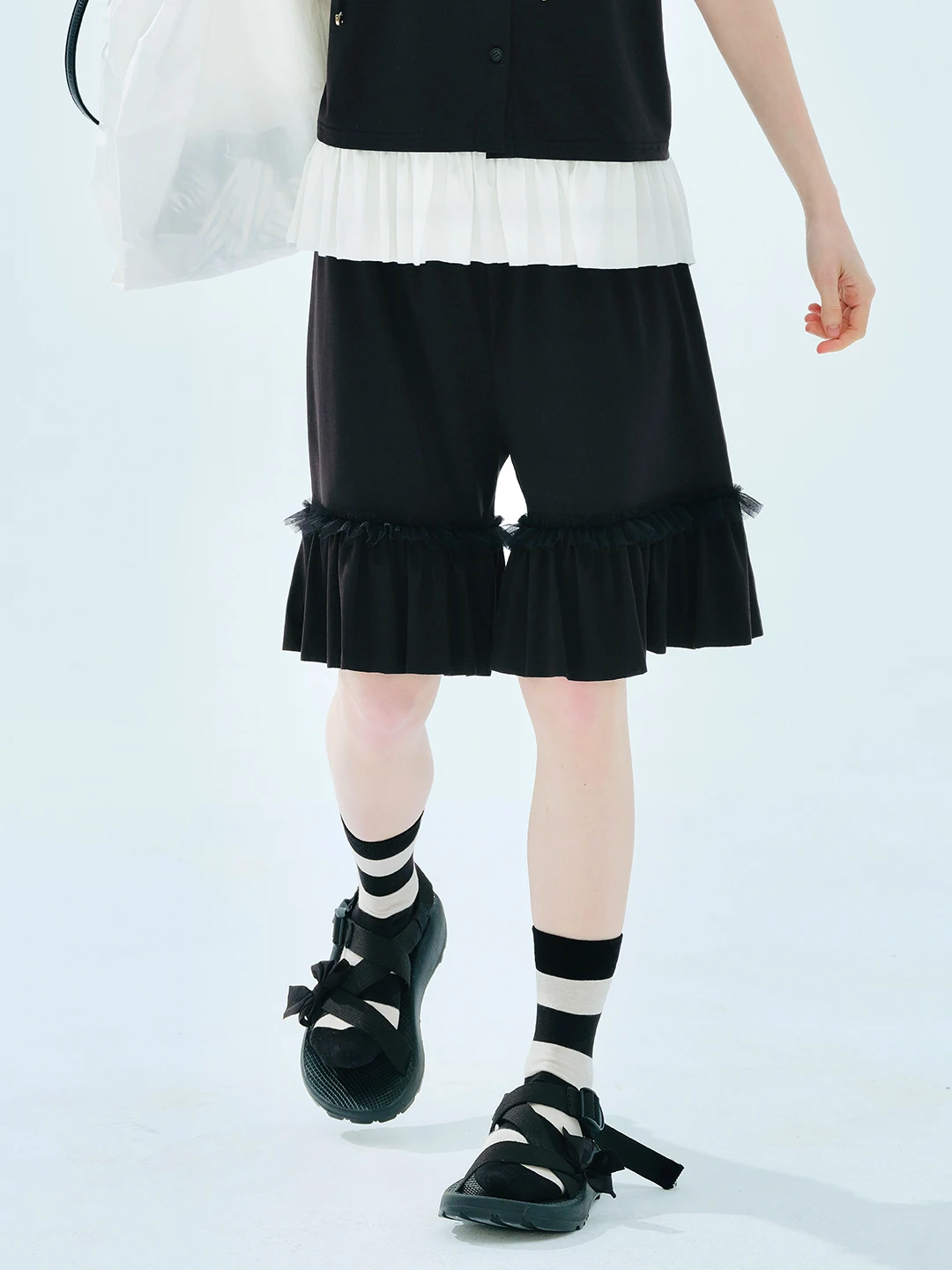 

Women's Black Elastic Waist Shorts Casual Loose Fit Summer Fashion Daily Wear Stretch Comfort Shorts 255117