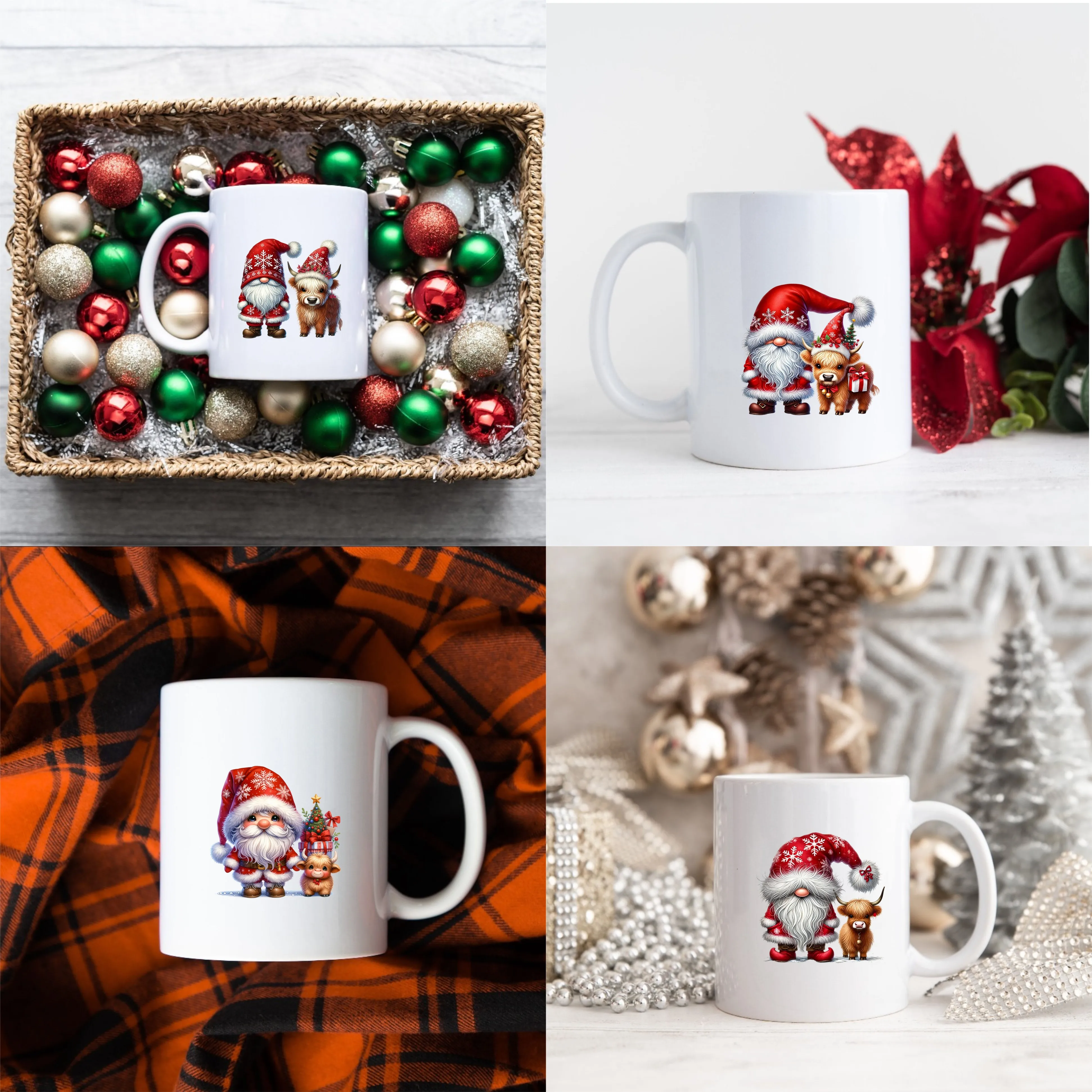 8ชิ้น11ออนซ์ UV DTF สติกเกอร์ลายคริสมาสต์รูปวัวสำหรับแก้ว Libbey สามารถล้างได้ด้วยตัวเอง