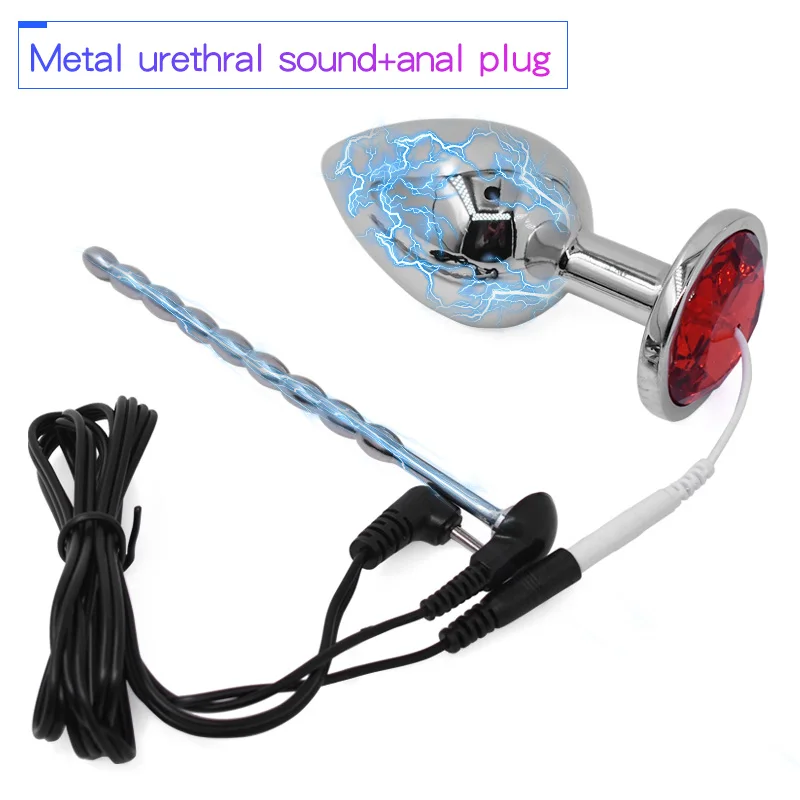 Electro Penis Stimulator Ring Anal Butt Plug for Men Electric Shock Medical Themed Sex Toy BDSM Estim Penis Plug Urethra Dilator