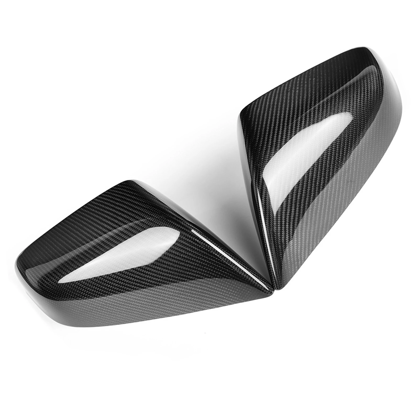 For 2012-2021 Tesla Model S Gloss Carbon Fiber Mirror Covers (Direct Add-On)