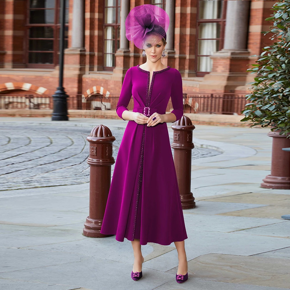 

Customized Purple Mother of the Birde Dresses Beading Luxury Wedding Guest Dress Women's A Line Draped Long Prom Party Gown 2026