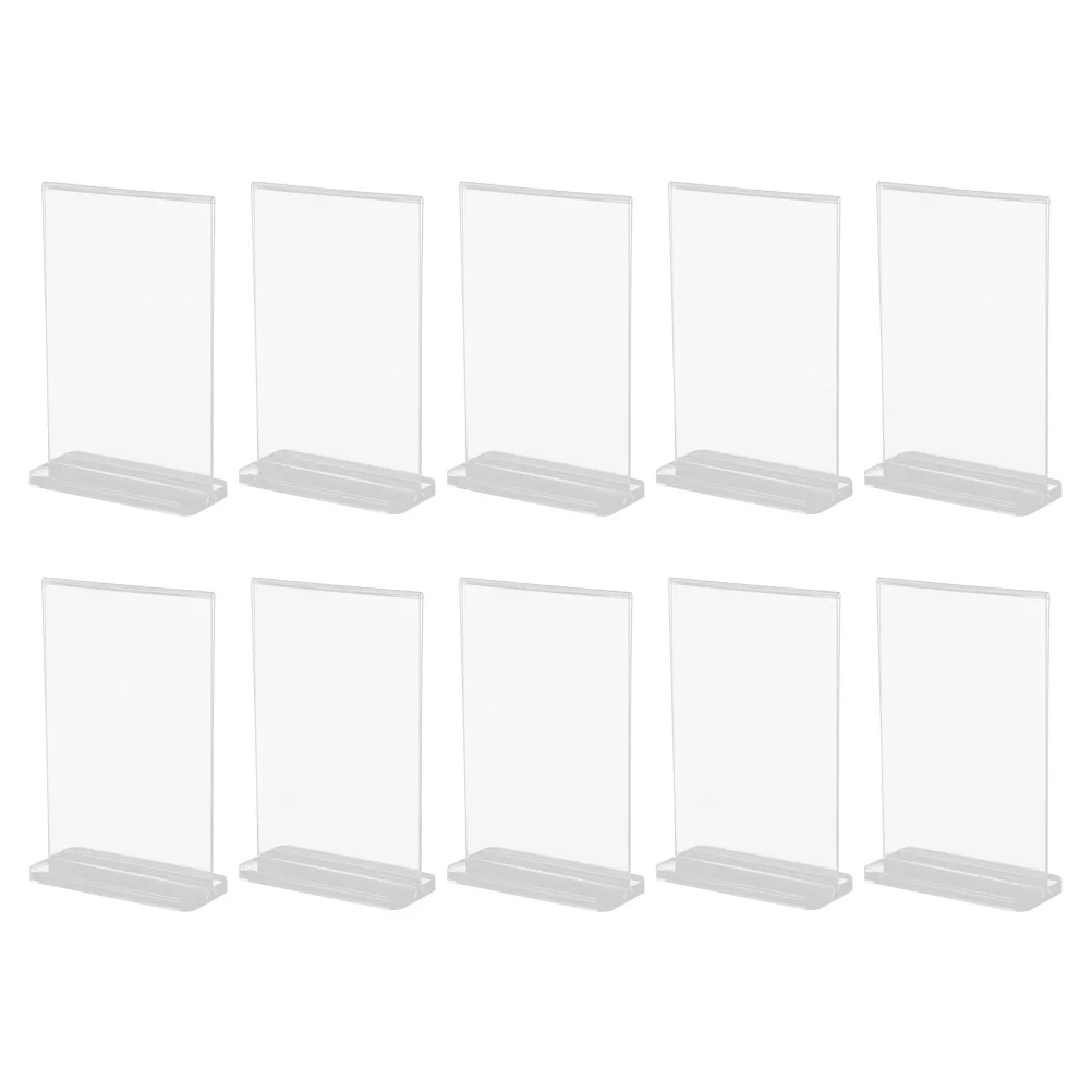 10pcs T Shaped Display 10x15cm Clear Acrylic Menu Holder Restaurant Table Advertising Sign Poster Rack Stable Base