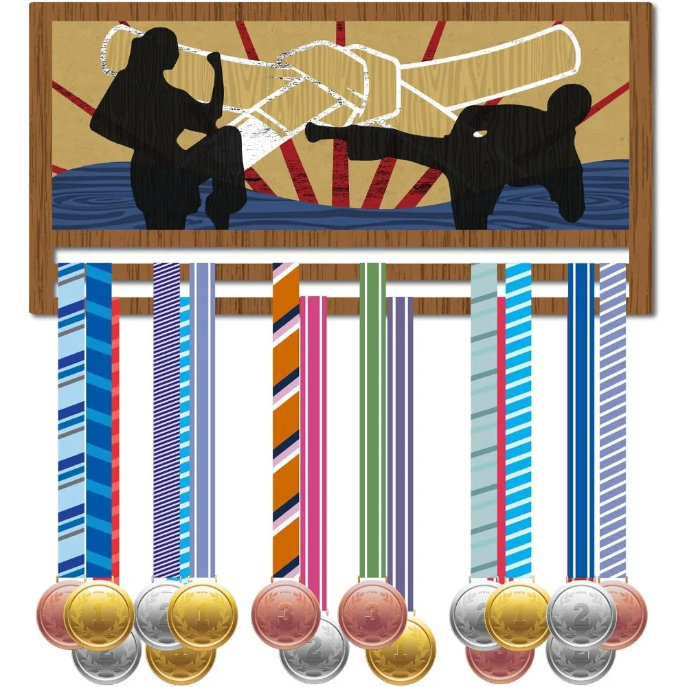 

Takedown Medal Holder Medal Hanger Wooden Medal Rack Display Wall Mounted Hanging Decor 3D Pattern Hold 30+ Medals Gift