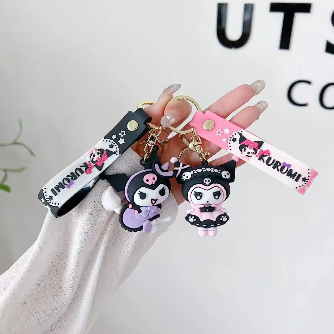 Nuovo portachiavi Kuromi simpatico cartone animato bambola borsa da scuola fascino portachiavi per auto borsa in stile coppia ciondolo figurine borsa con ciondolo accessorio regalo