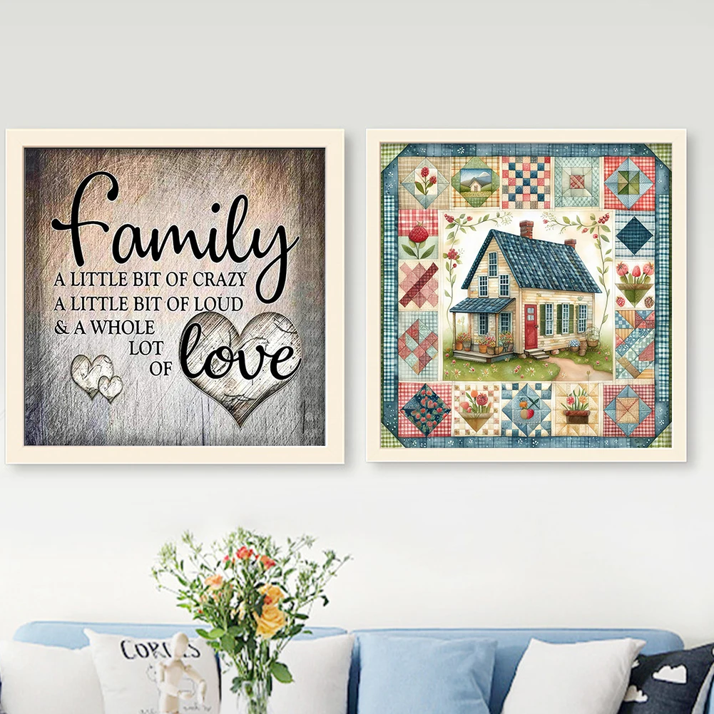 

2шт полная вышивка хлопок 11CT принт буквы дом вышивка крестиком 40x40/50x50см