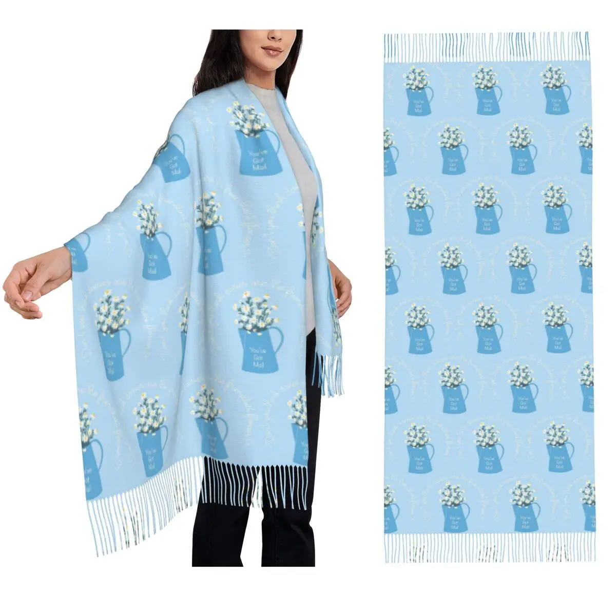 

Не ты думаешь, ромашки — самые дружелюбные цветочные шарфы, шарфы с кисточками, женские теплые шали и накидки, большая осенне-зимняя шаль