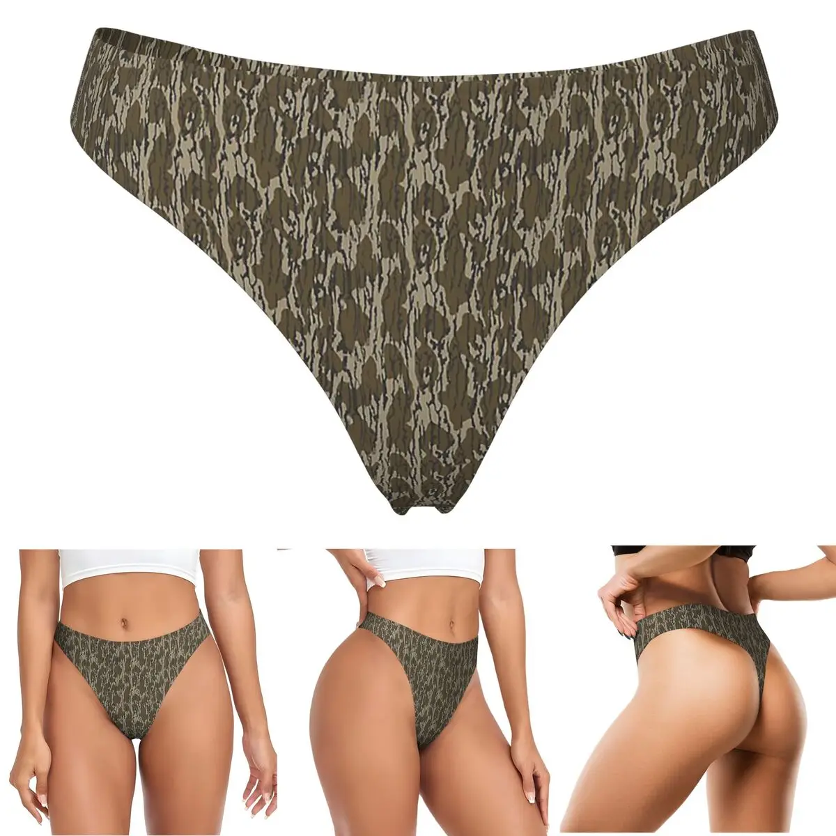 Custom Everything Bottom Lands Camo G-string Panties Breathable Women Stretch Thongs Comfort Underwear