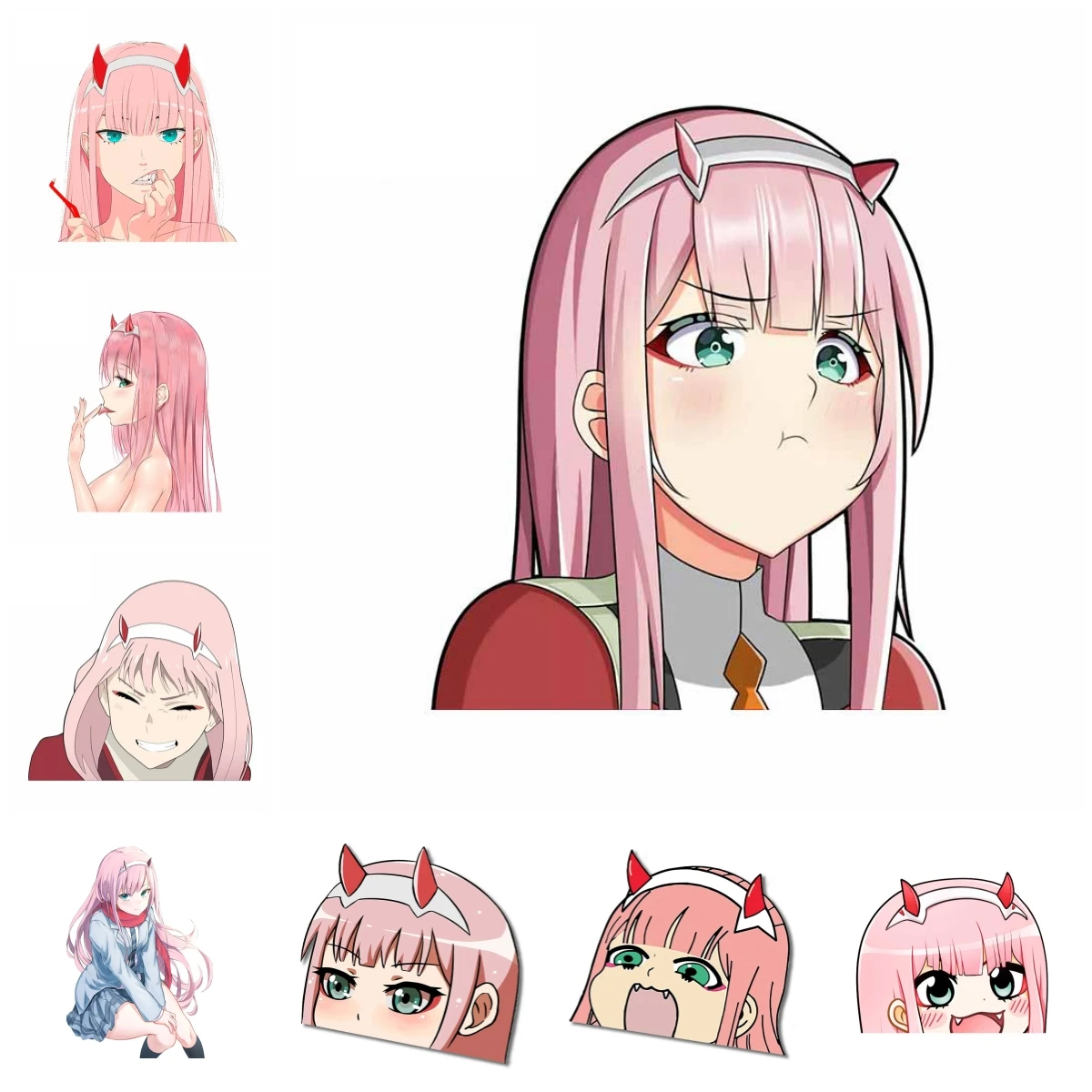 

Cute Zero Two A Puffy Appearance Car Sticker Sunscreen Window Trunk Anime Vinyl Decals Occlusion Scratch Car Decoration
