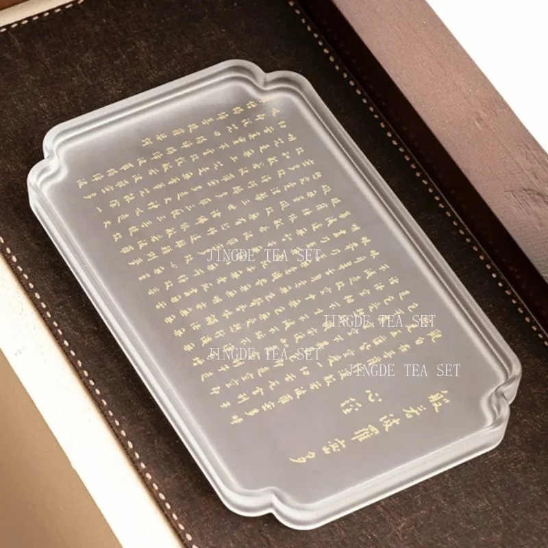 Glass Heart Classic Tea Tray Buddhist Zen Inspired Small Tea Tray Household Chinese Style Tea Ceremony Accessories Pallet