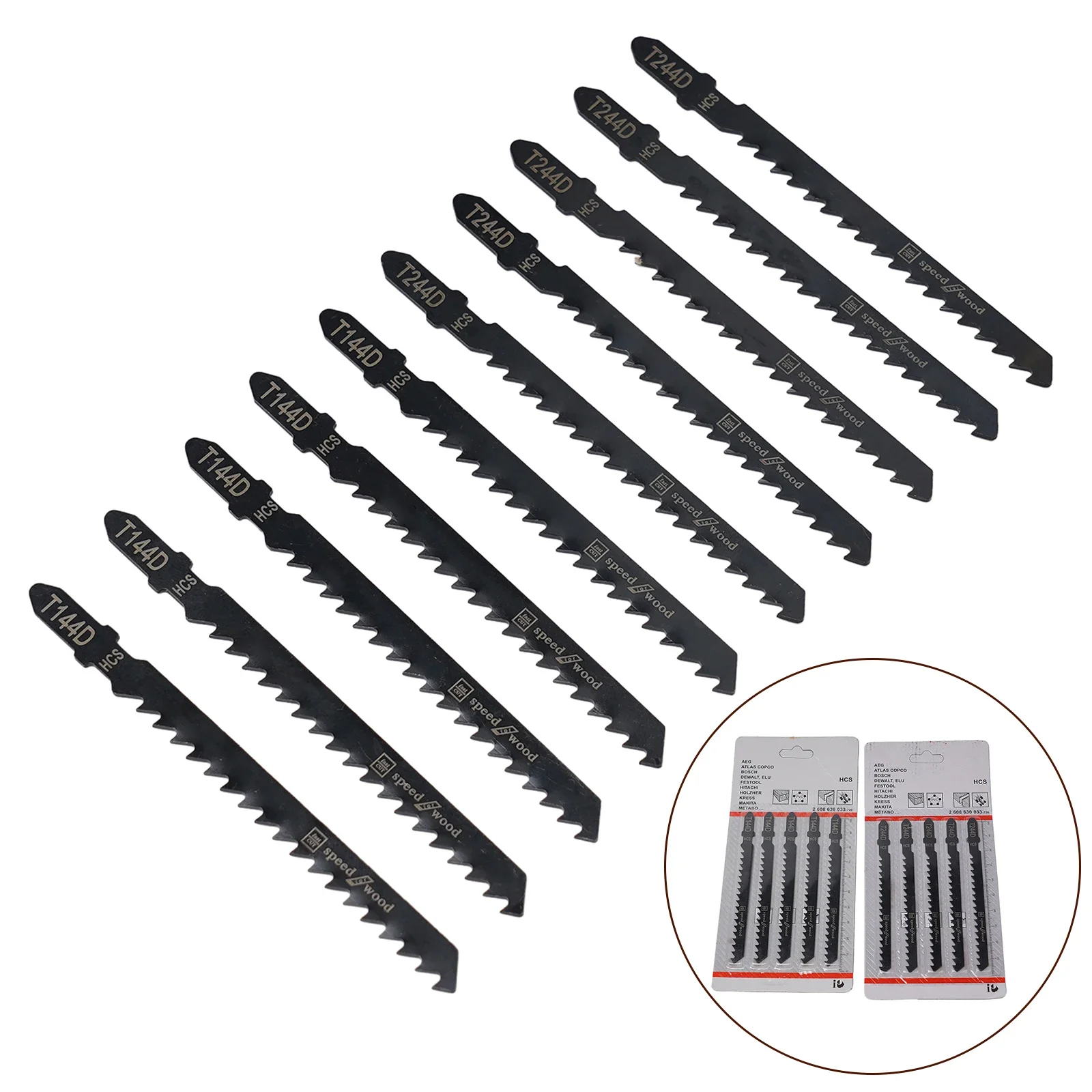 

Jig Saw Blades HCS Assorted Saw Blade With T-shank Fast Cut Down Jigsaw Blades Woodworking Blades Hand Tool T144DT244D