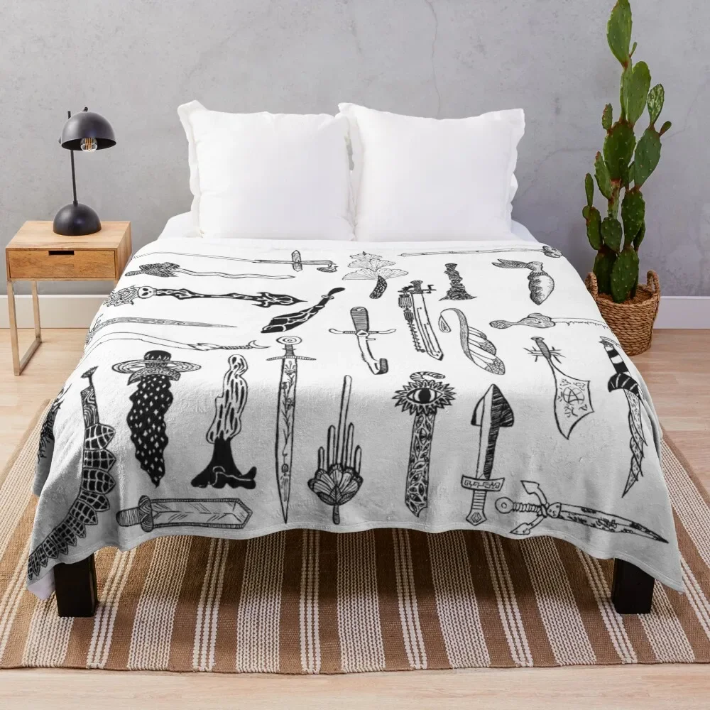 

Swords, swords, swords Throw Blanket Elegant Warm Throw Blanket for Hotel Home