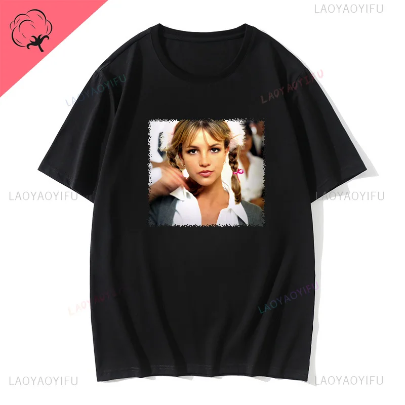 Singer Britney Spears pattern retro fashion trend Casual Harajuku Street summer men and women universal crewneck T-shirt