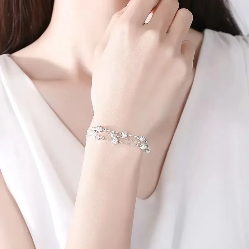 Bracelets de luxe en argent Sterling 925 pour femmes, chaîne de perles, à la mode, bijoux cadeau de fête de mariage