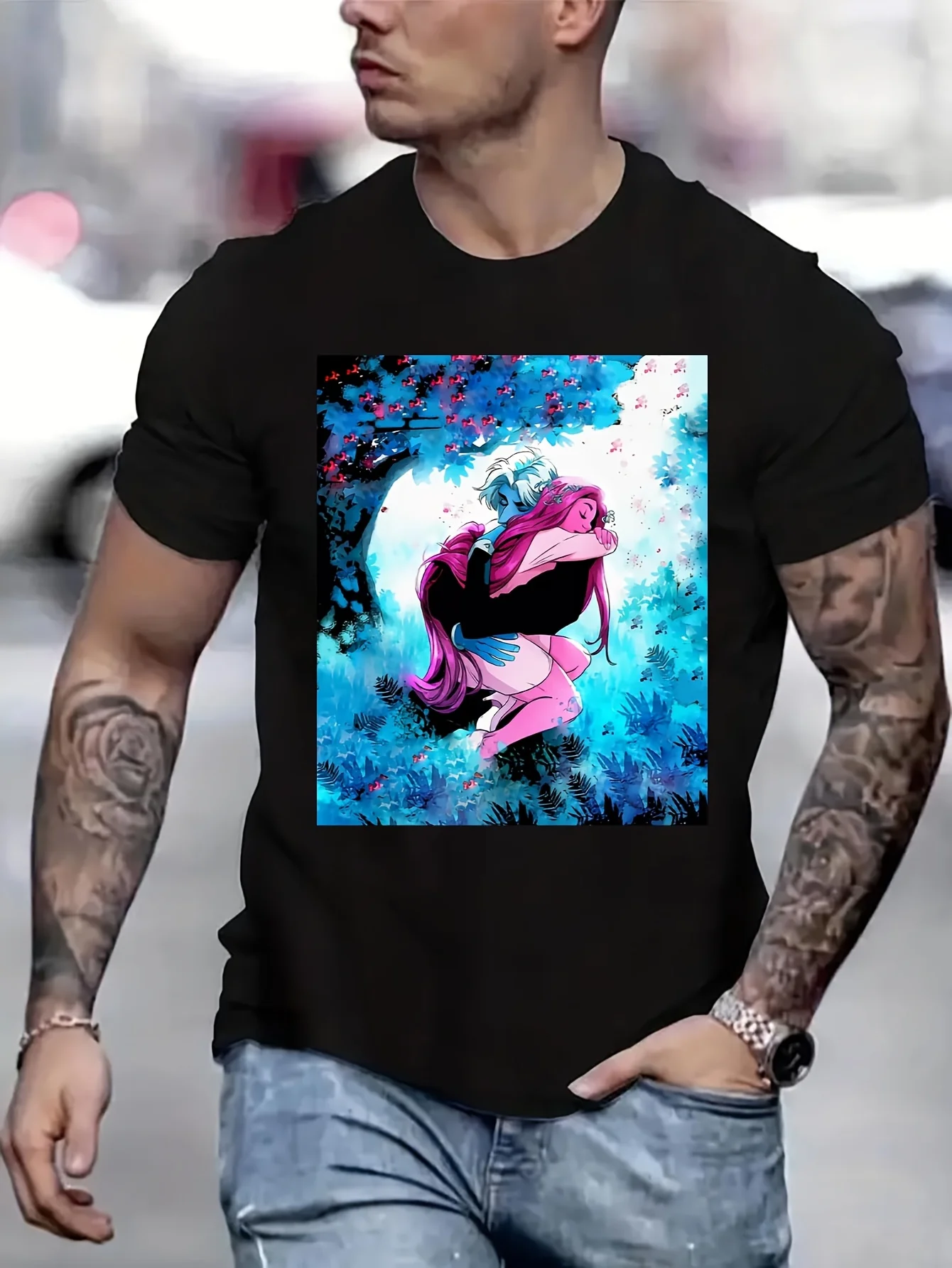 Lore Olympus Hades & Persephone Graphic A Man's Gift Anime Men T shirt Printed T-Shirt B5021020