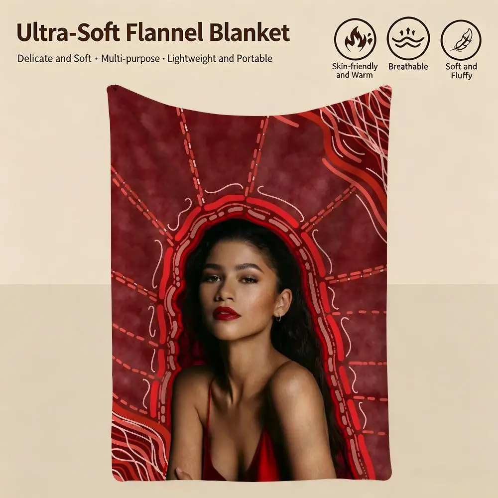 celebrity Z-Zendaya-a Throw Warm Soft Flannel Blanket, Multi-use for Sofa Bed Camping Travel Nap