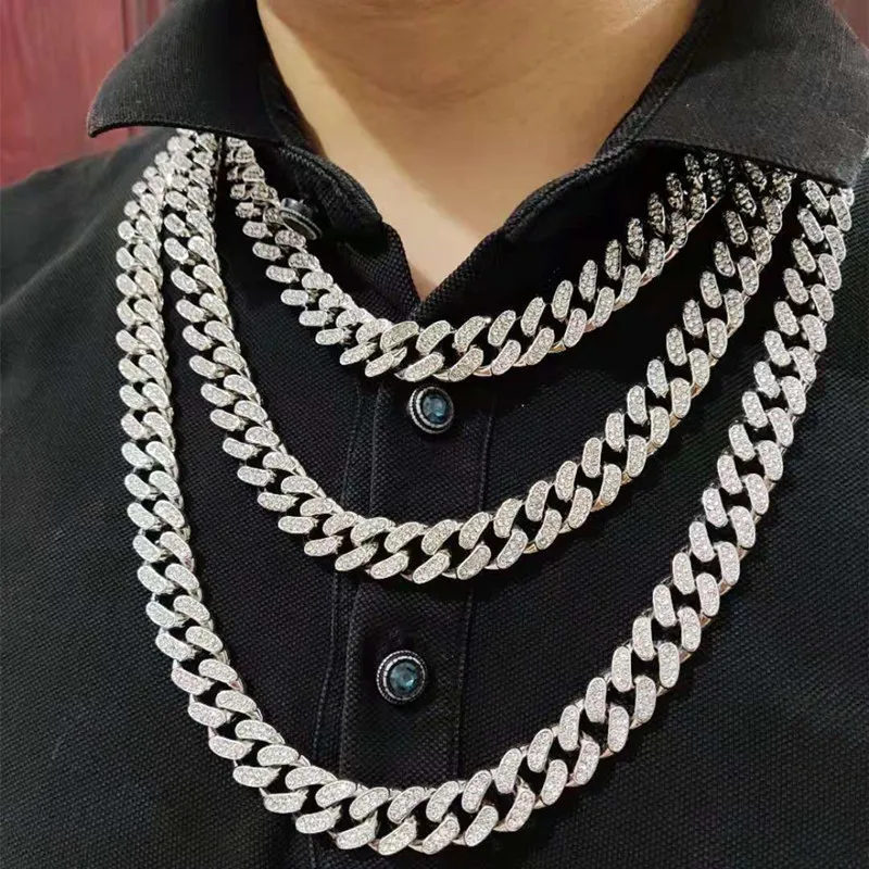 Men Women Hip hop Iced Out Bling Chain Necklace High quality 13mm width Miami Cuban Chain HipHop Necklaces Fashion Jewelry