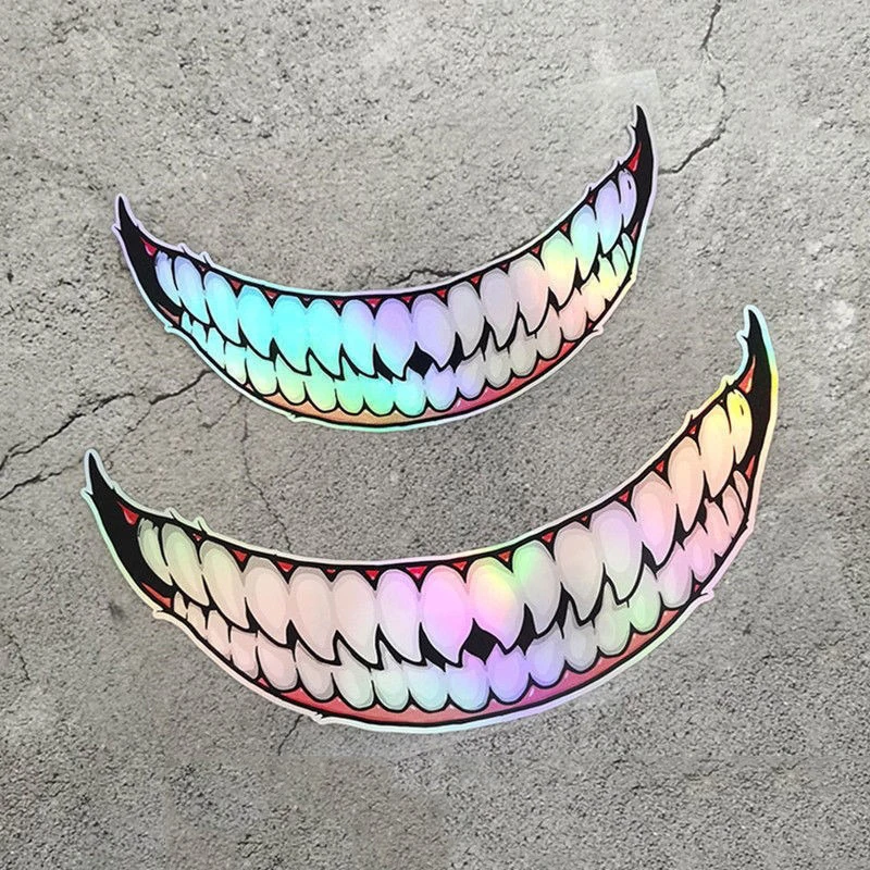 ملصقات عاكسة للدراجات النارية، ملصقات ذات فم كبير لخوذة السيارة، ملحقات تزيين السيارة بنفسك