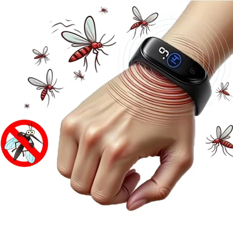 Pulsera Repelente de Mosquitos, Ultrasónica, Física, No Química, Deportiva, Eficaz, para el Hogar y Exteriores