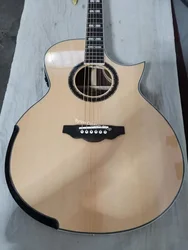 Custom Acoustic Guitar Cutaway Guitar, Natural Solid Spruce Wood, Arched Design, AAAA