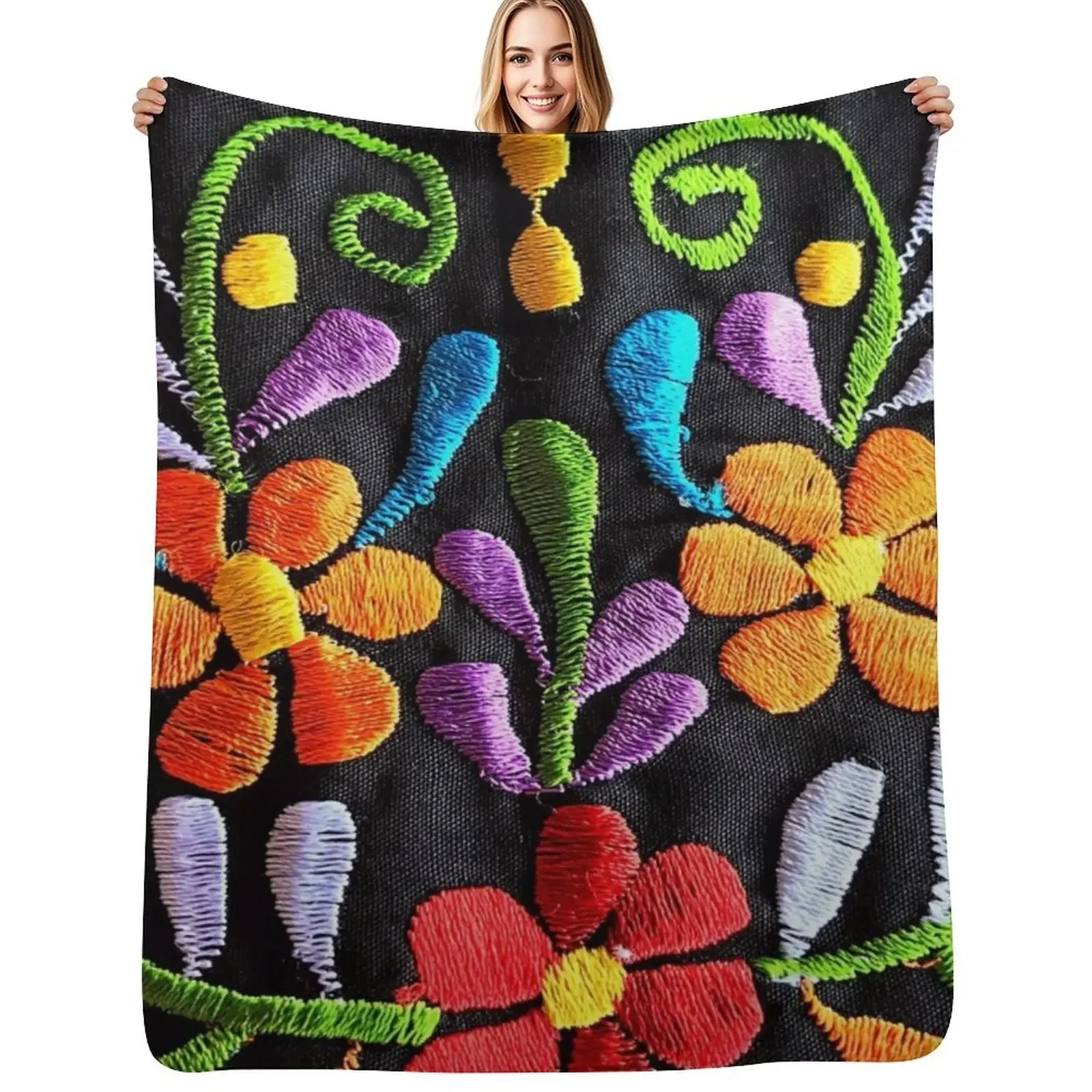 

Mexican Flowers Throw Blanket Custom Soft Beds Luxury Thicken decorative Blanket