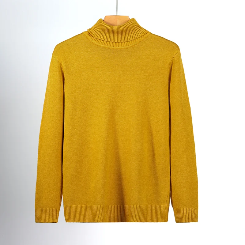 Suéter de manga larga de cuello alto para hombre, suéteres clásicos de corte ajustado, versátiles, cómodos, sólidos, trabajo de oficina, a la moda, nuevo