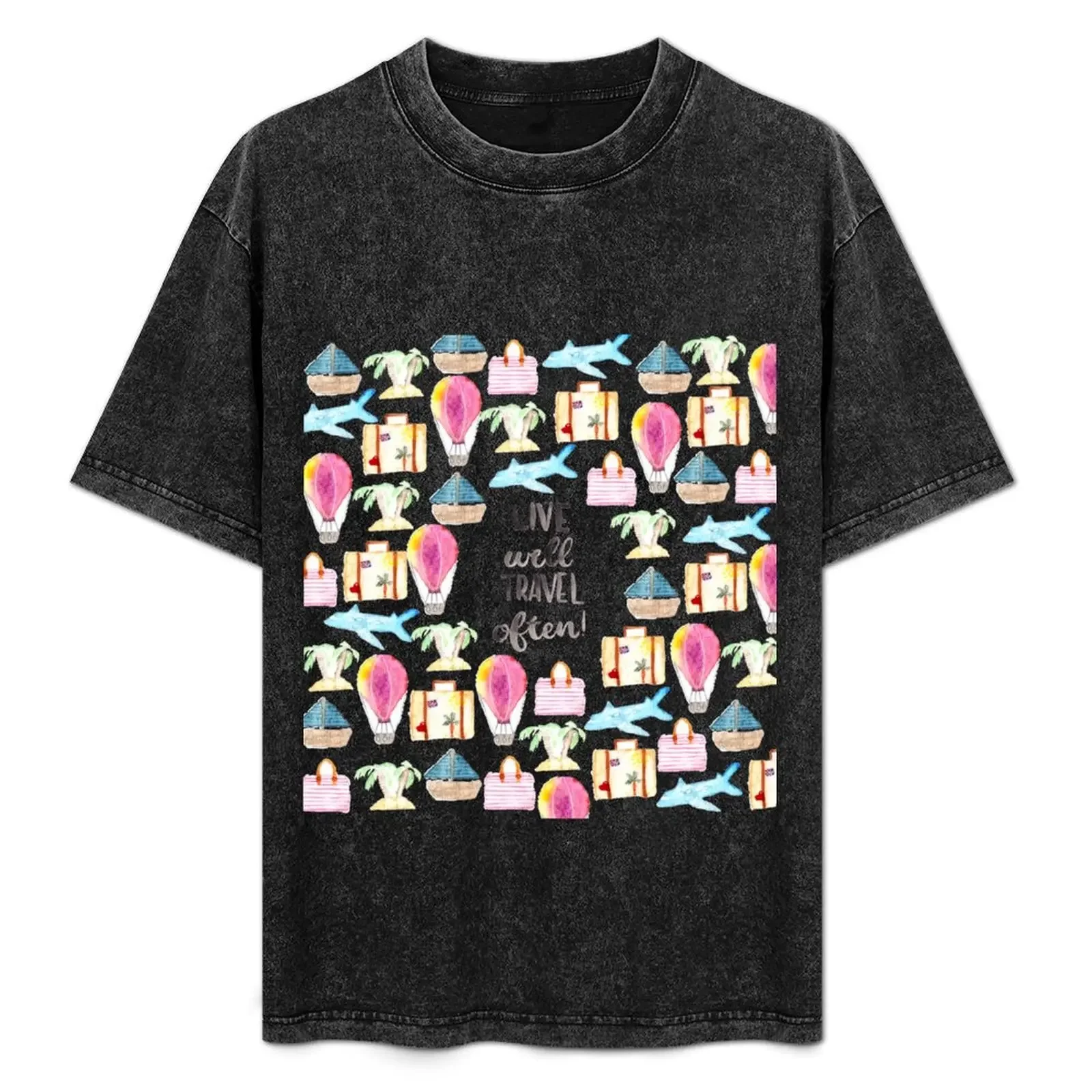 

Live well travel often T-Shirt basketball graphic tees man t shirt anime shirt funny costumes heavy weight t shirts for men