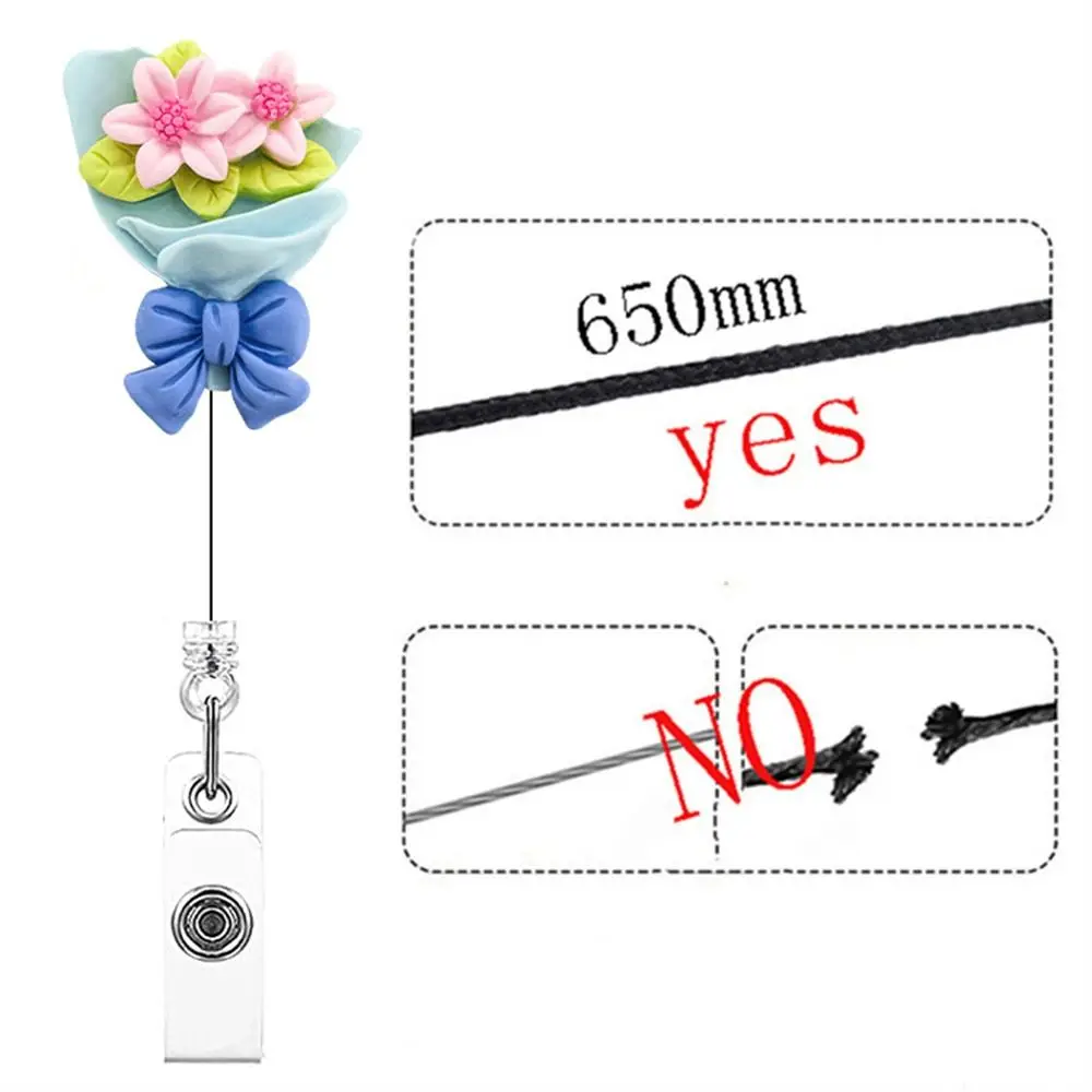 Quality Cute Chest Card Keys Lanyard Flower Students Nurse Badge Holder ID Card Clips Name Card Holder Retractable Badge Reel