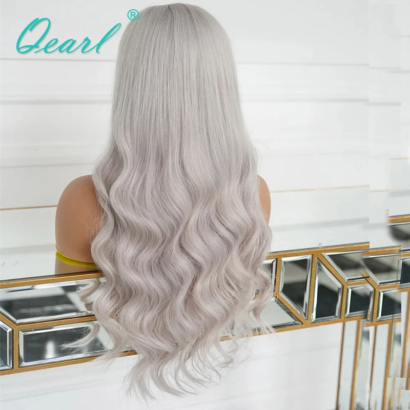 U Part Wig Human Hair Body Wave Silver Grey Blonde Real Human Hair Wigs 2x4/1x3 V Part Wig Brazilian Virgin Hair Wig Sale Qearl